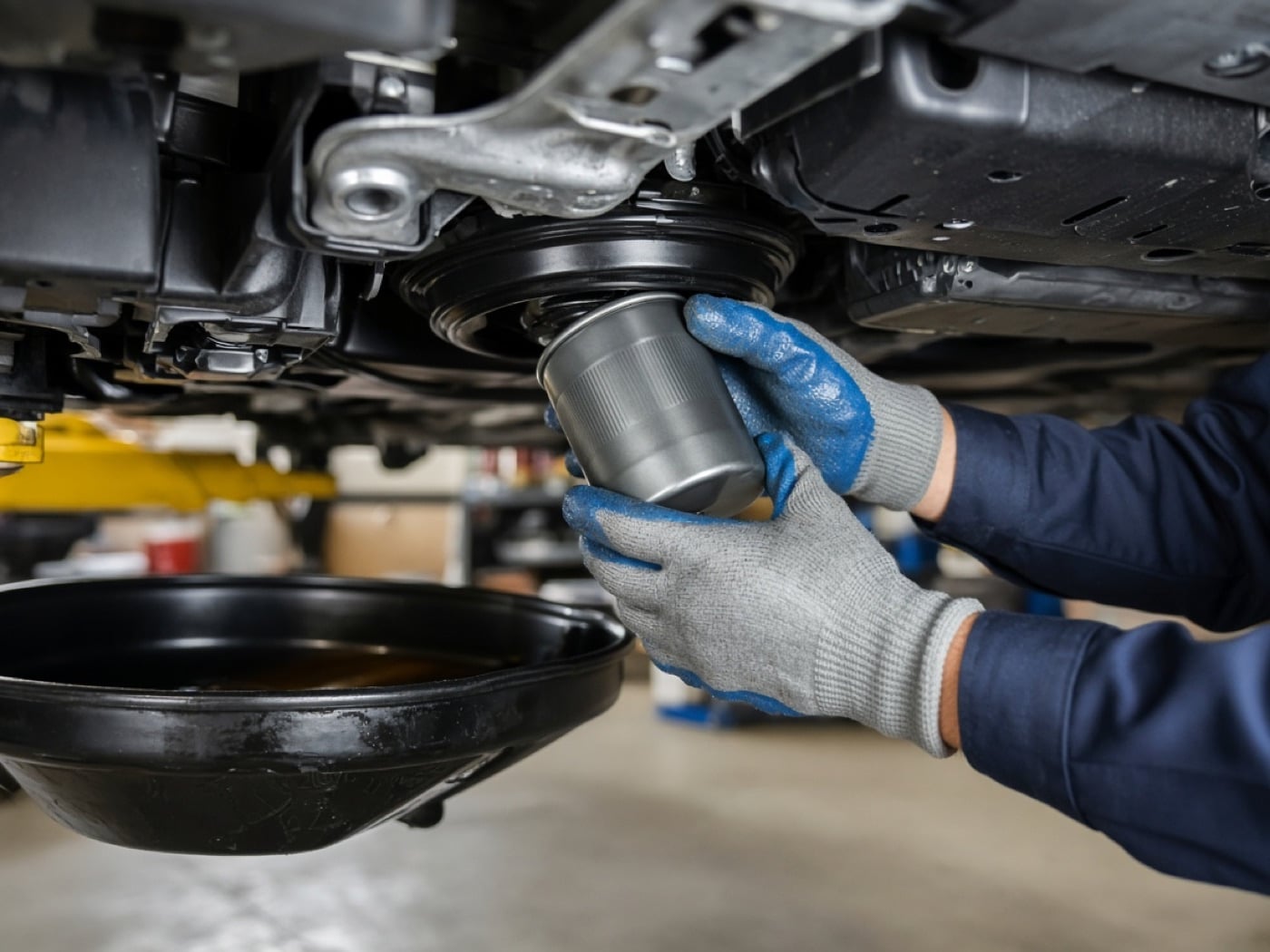 Full Synthetic vs Conventional Oil: Which Change Is Right for Your Car? 3 New oil filter being installed during an oil change